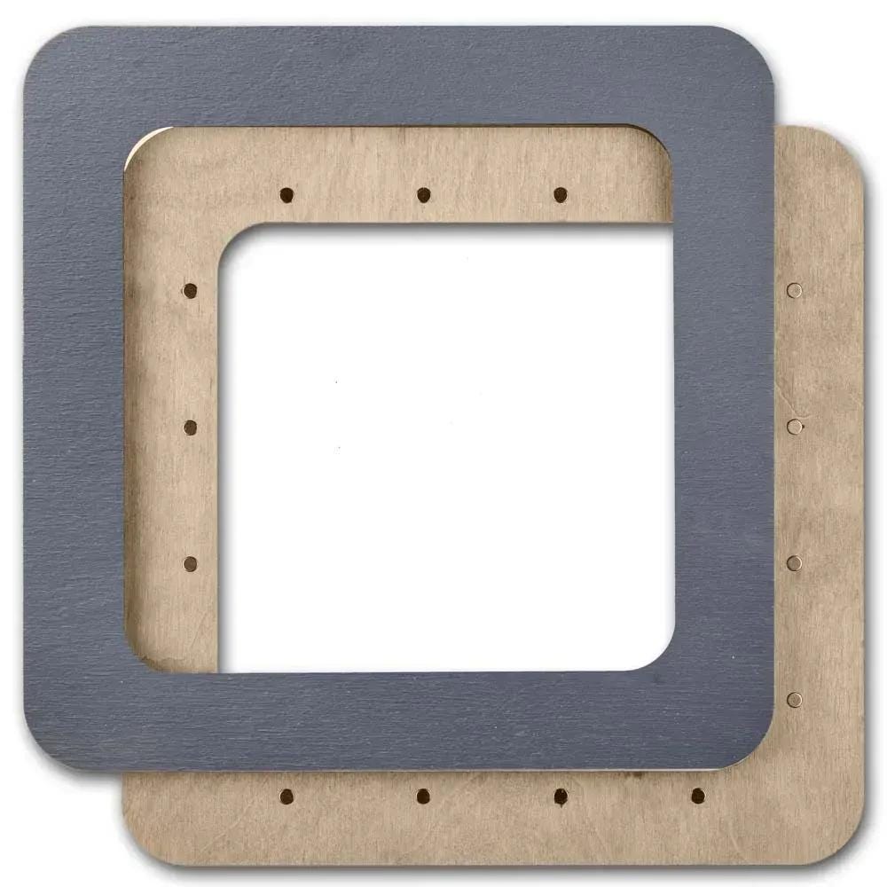 Plywood Embroidery Hoop with Magnetic Holders (5.5x5.5 IN), gray, plain, hand-painted