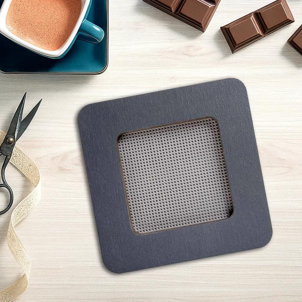 Small Gray Plywood Embroidery Hoop with Magnetic Holders (2.4x2.4 IN), plain, hand-painted