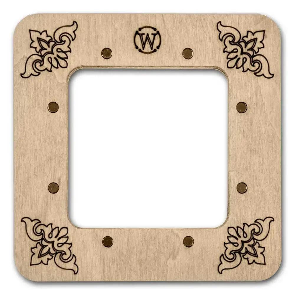 Small Blue Plywood Embroidery Hoop with Magnetic Holders (2.4x2.4 IN), plain, hand-painted