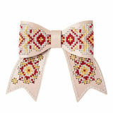 Embroidery kit on artificial leather "Hair Clip - Morning Dew" (single-sided) FLHL-103 white, pink