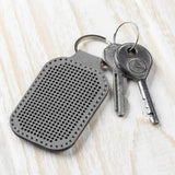 Embroidery Kit faux leather keychain base dark gray, BE-004. Fast DIY Kit