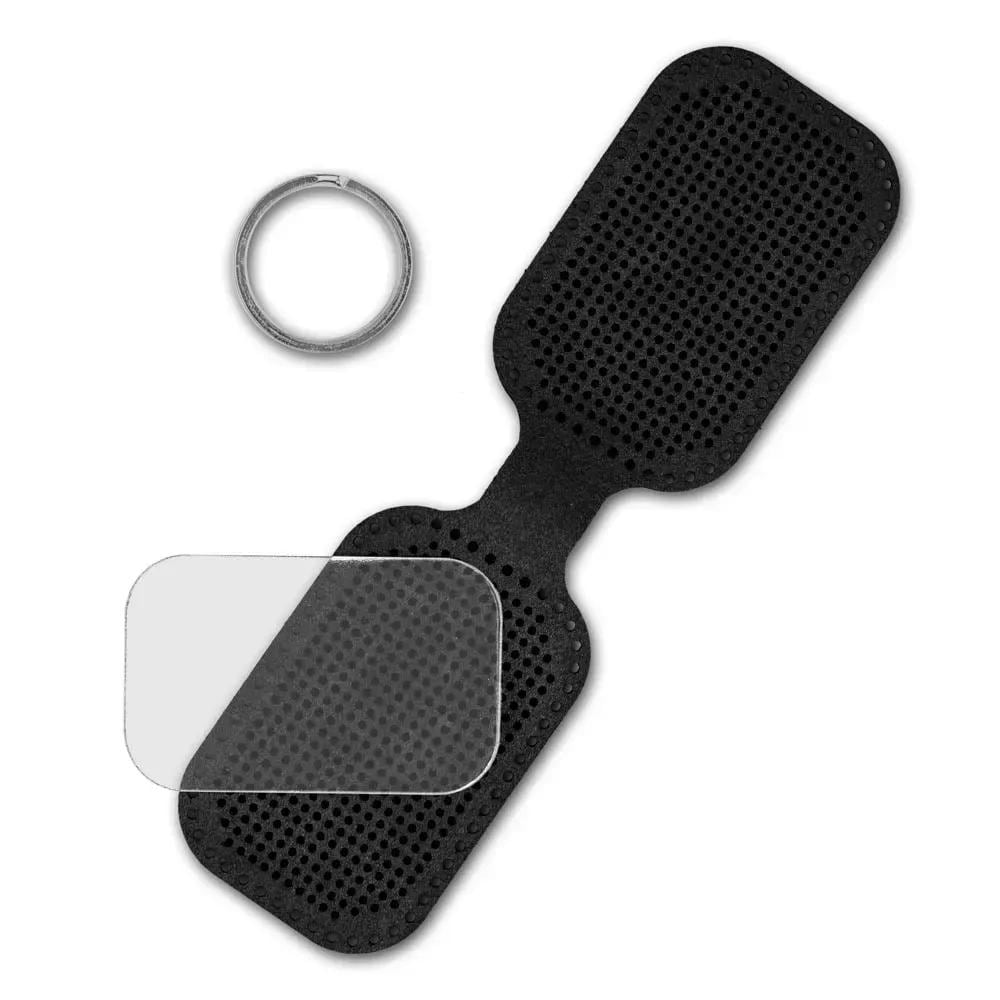 Embroidery Kit faux leather keychain black, BE-006. Fast DIY Kit