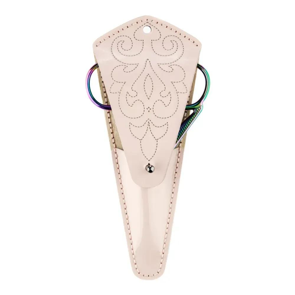 DIY Faux Leather Scissor Case perforated workpiece pink