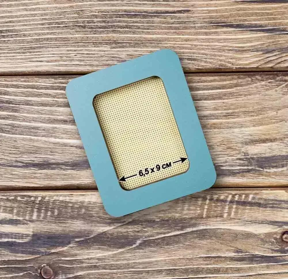 Vertical Blue Plywood Embroidery Hoop with Magnetic Holders (2.5x3.5 IN), plain, hand-painted