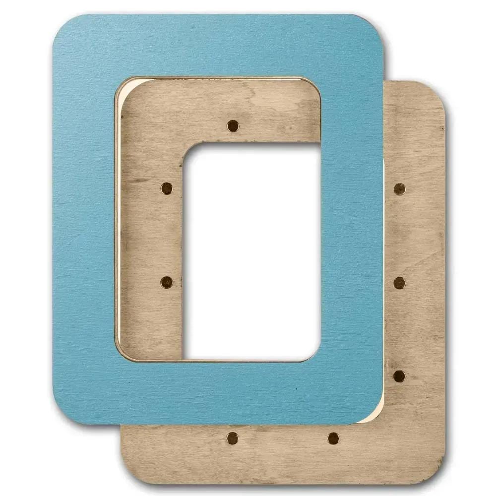 Vertical Blue Plywood Embroidery Hoop with Magnetic Holders (2.5x3.5 IN), plain, hand-painted