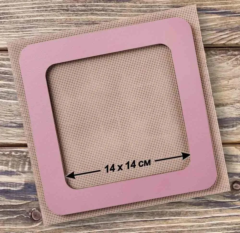 Plywood Embroidery Hoop with Magnetic Holders (5.5x5.5 IN), pastel pink, plain, hand-painted