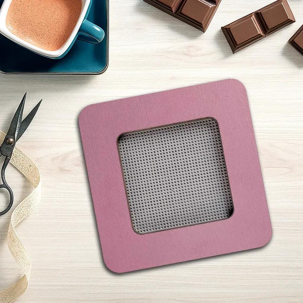 Small  Plywood Embroidery Hoop pastel pink with Magnetic Holders (2.4x2.4 IN), plain, hand-painted