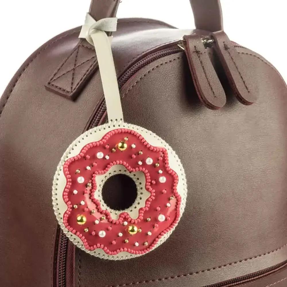 Beads embroidery kit on artificial leather "Donut with Glaze" (double-sided) FLBB-173 St.Beige