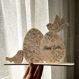 Easter Decor Set, Plywood Eggs and birds on holder, ready to use