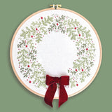 Holiday Wreath DIY Embroidery Kit GL-5 — Christmas Floral Needlework Set for Beginners