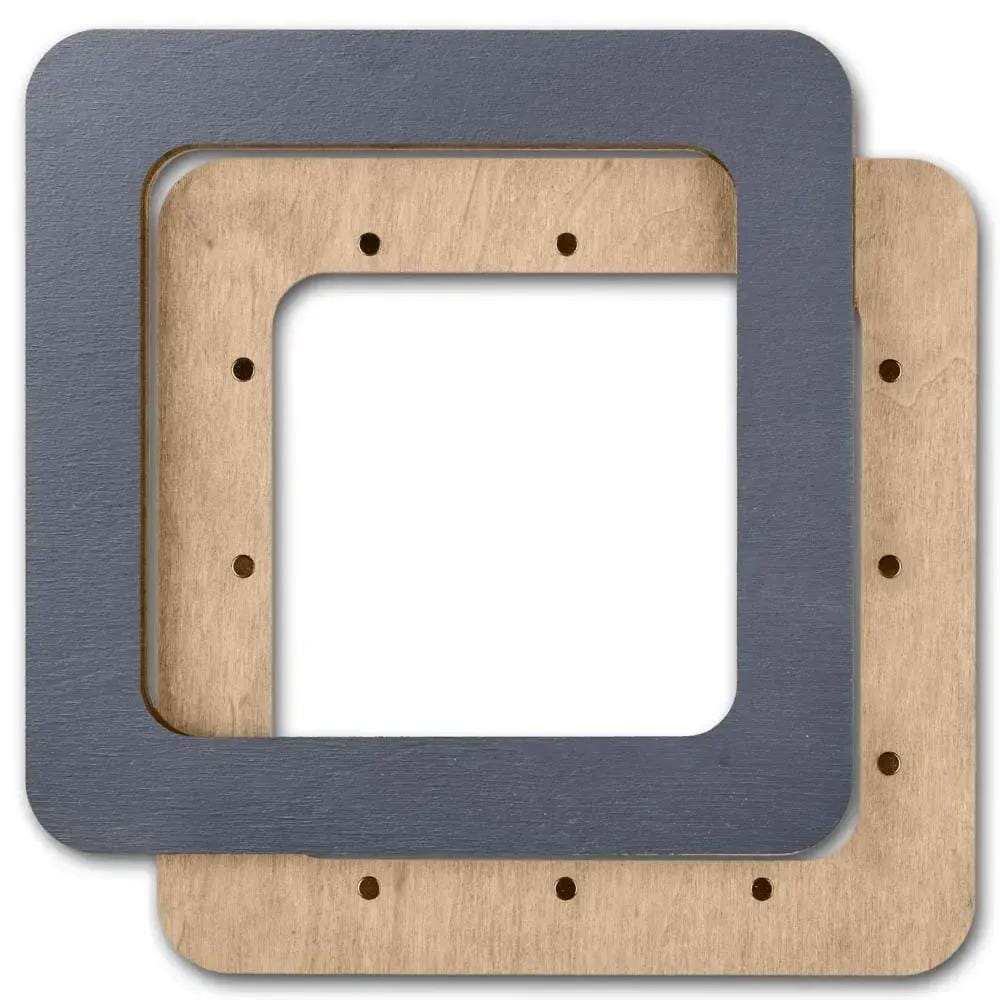 Plywood Embroidery Hoop with Magnetic Holders (4x4 IN), gray plain, hand-painted