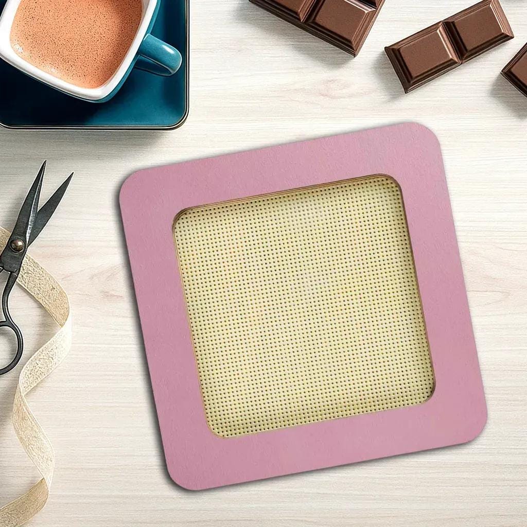 Plywood Embroidery Hoop with Magnetic Holders (4x4 IN), pastel pink, plain, hand-painted