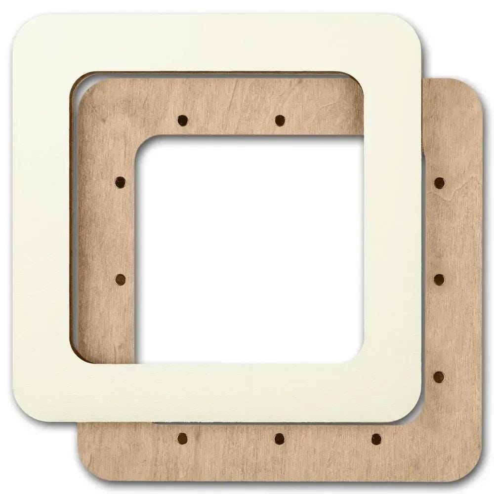 Plywood Embroidery Hoop with Magnetic Holders (4x4 IN), beige, plain, hand-painted