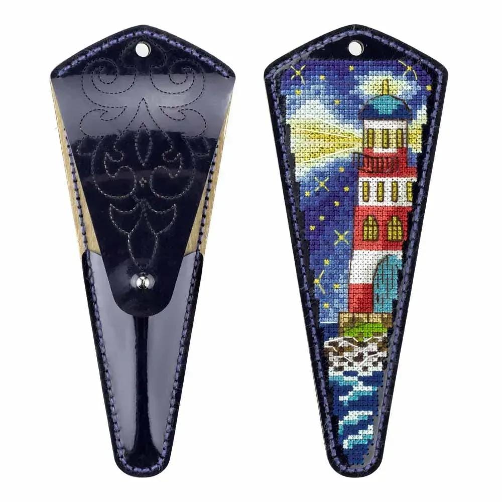 DIY Faux Leather Scissor Case Kit with Cross stitch Lighthouse