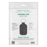 Embroidery Kit faux leather keychain black, BE-006. Fast DIY Kit