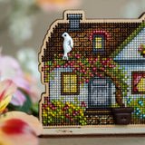 Cozy Crosses Blooming Spring M010 Counted Cross Stitch Kit, Flower Cottage on Wood